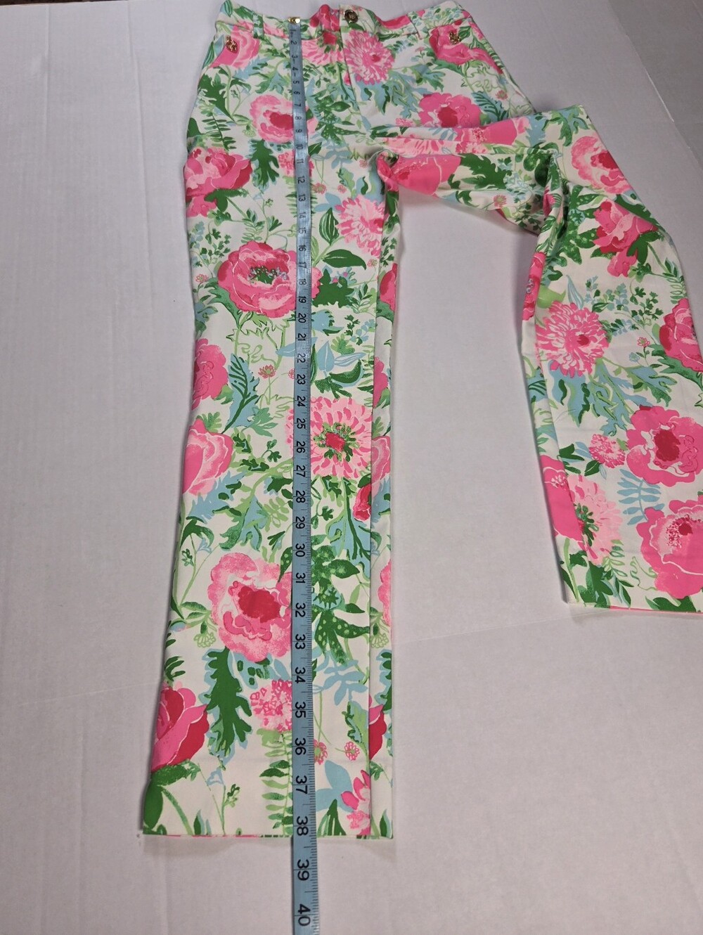 Lilly Pulitzer Womens 4 Ana High Rise Pant Multi Poppy Party Zip Pockets Charm - Picture 13 of 13